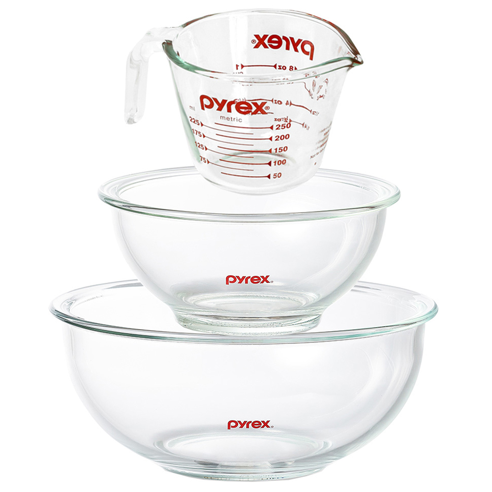 파이렉스 오븐용 내열유리제 오리지날 계량컵 250ml + 믹싱볼 880ml + 믹싱볼 2400ml 24,610원
