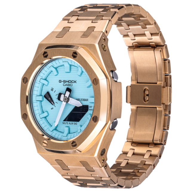 지샥 카시오 정품 지얄오크 18K 도금 로얄오크 블루 커스텀 남성용 시계 GA-21002 639,000원