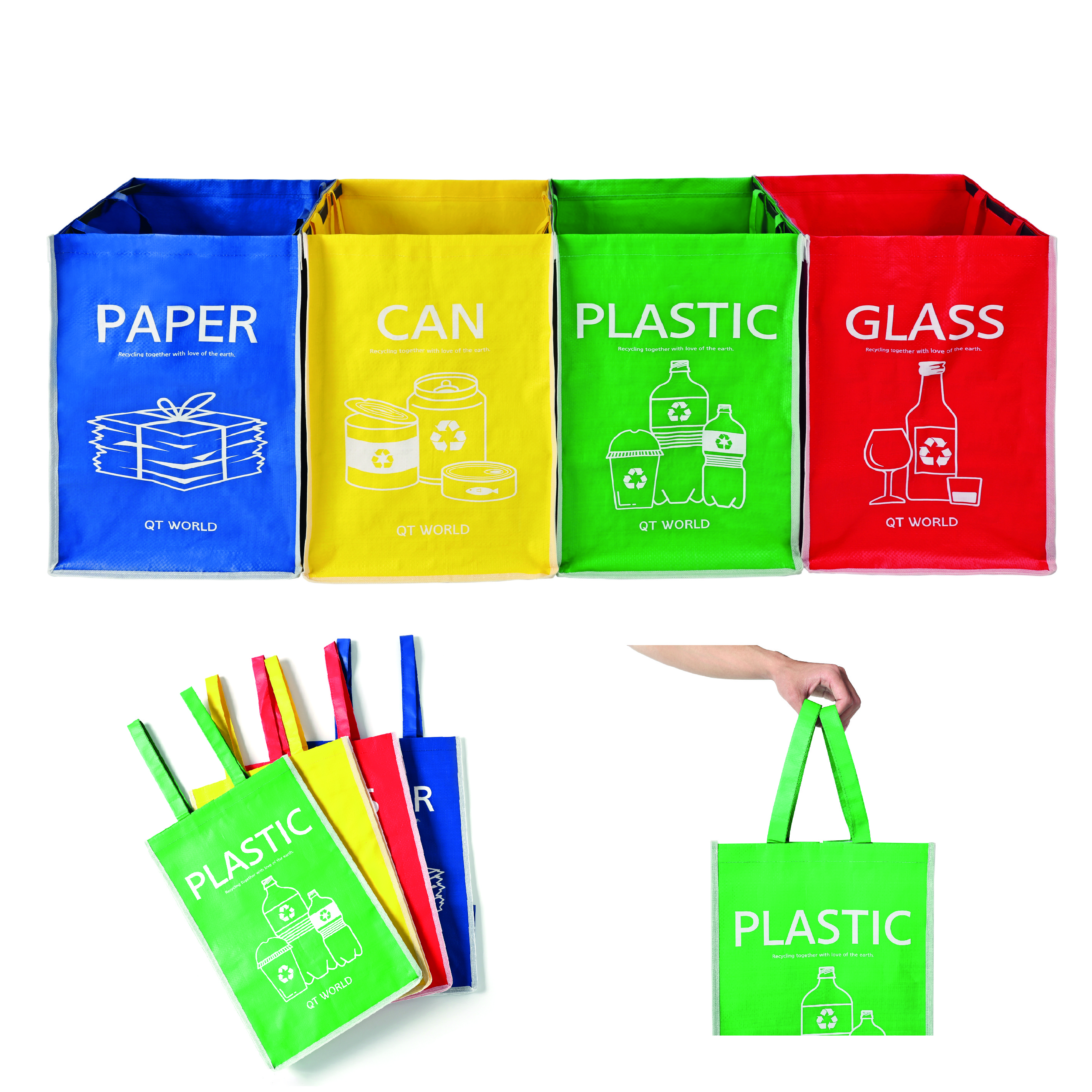 가정용 재활용 분리수거함 4종세트 타포린백40L 12,500원