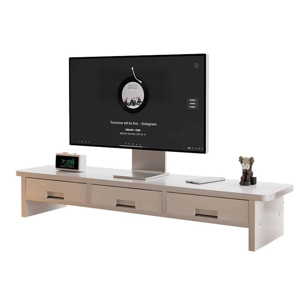 2단 수납형 모니터 받침대 3칸서랍 와이드 선반, 화이트 42,500원