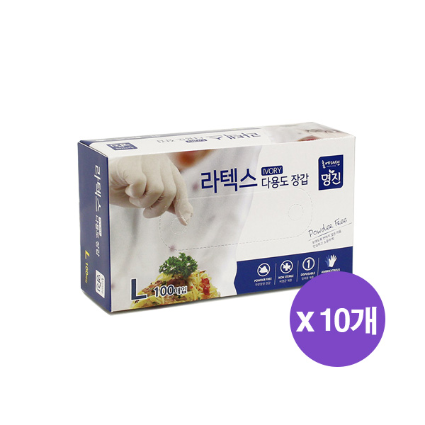 홈에디션 명진 라텍스 다용도장갑 백색 대/중/소형 100매입 x 택일 10팩 1박스 무료배송 102,570원