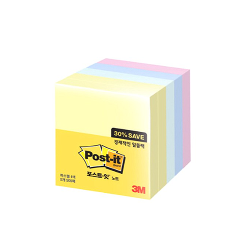 쓰리엠 포스트잇 알뜰팩 76 x 76 mm 654-5A 6,890원