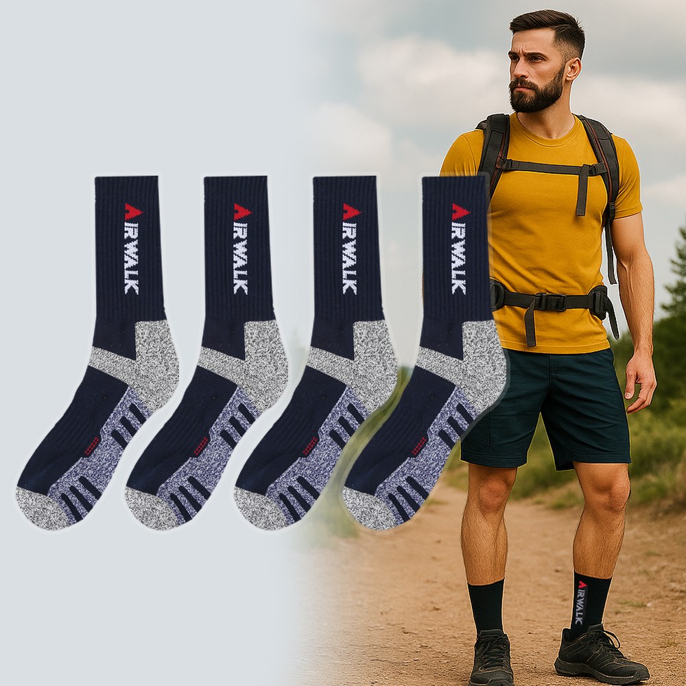 국산 등산양말 4켤레 남자 장목 중목 두툼 산악 스포츠 운동 작업 발보호 하이킹 3중 파일 양말 ACTIVE, 네이비4켤레, 1세트 18,000원