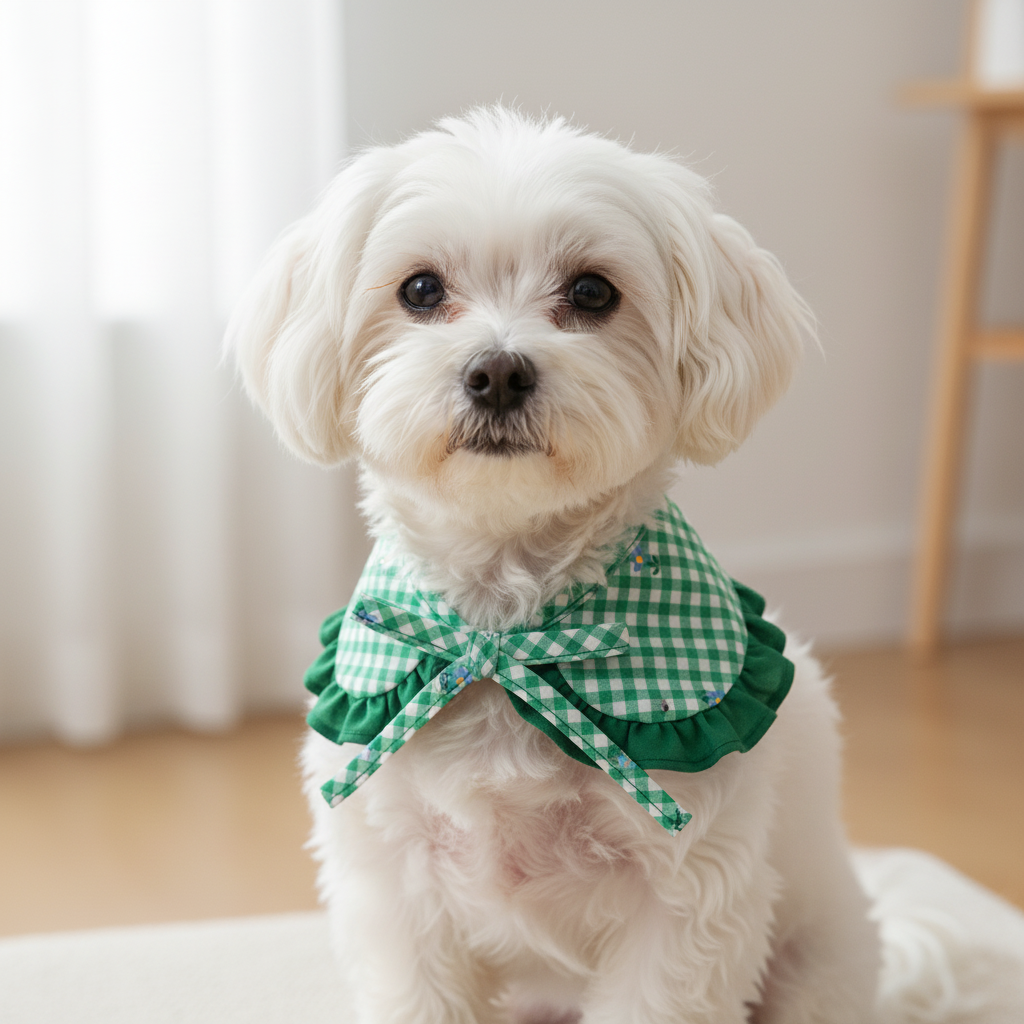 하니펫 반려동물 귀요미스카프 체크스카프 빕, 1개, 초록 6,900원