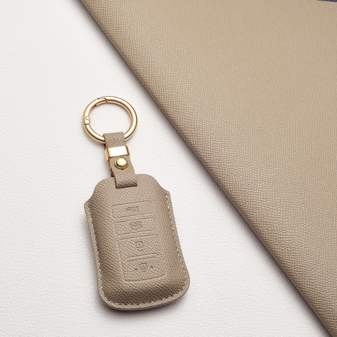 기아 천연 소가죽 키케이스 호환 (올뉴K7 / 더뉴K7 / 더뉴쏘렌토) 4버튼 키홀더, 기아/G 타입, 에토프그레이 15,900원