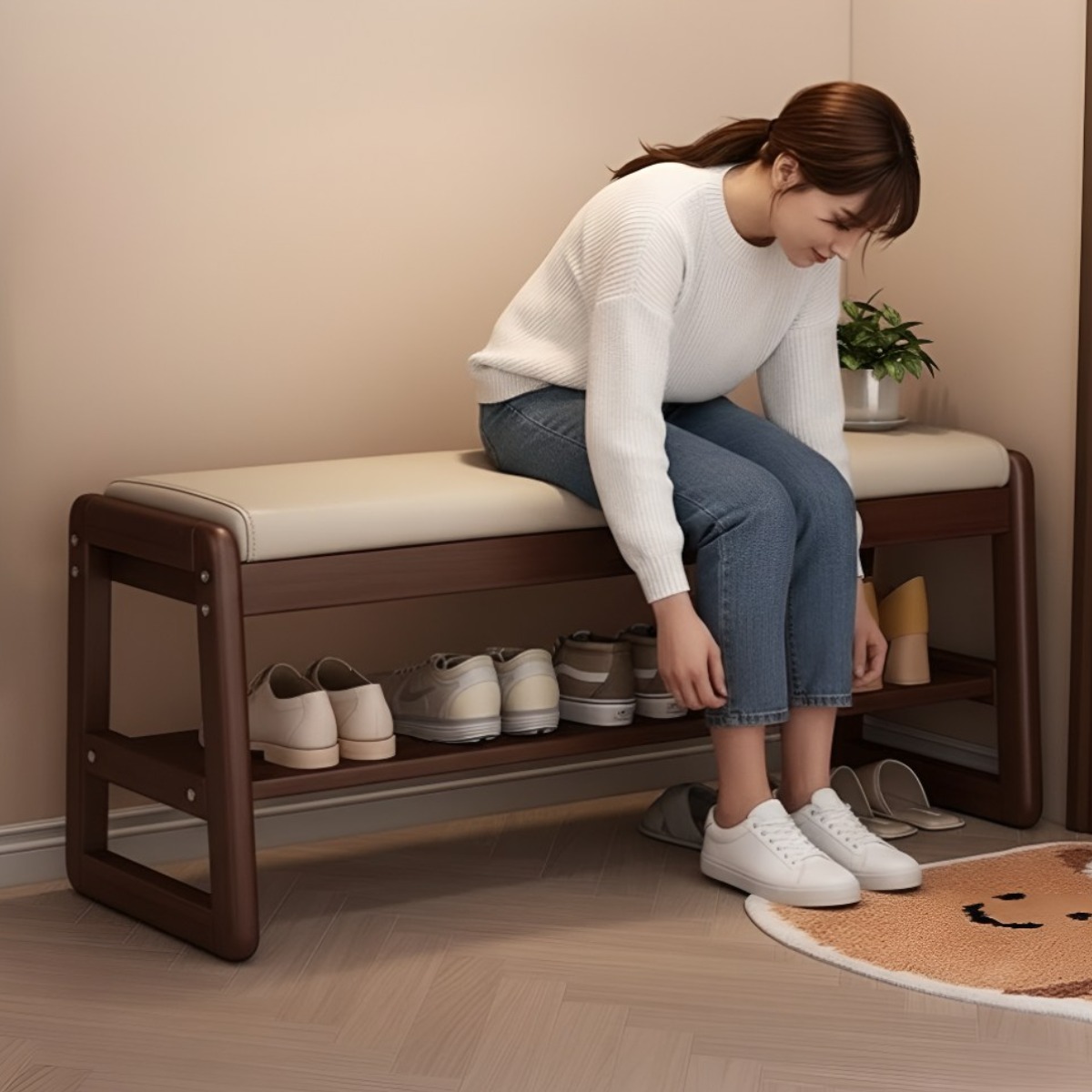 앙비 현관 원목 벤치 모던신발장 신발 수납 의자, 2단, 다크브라운 대 231,700원