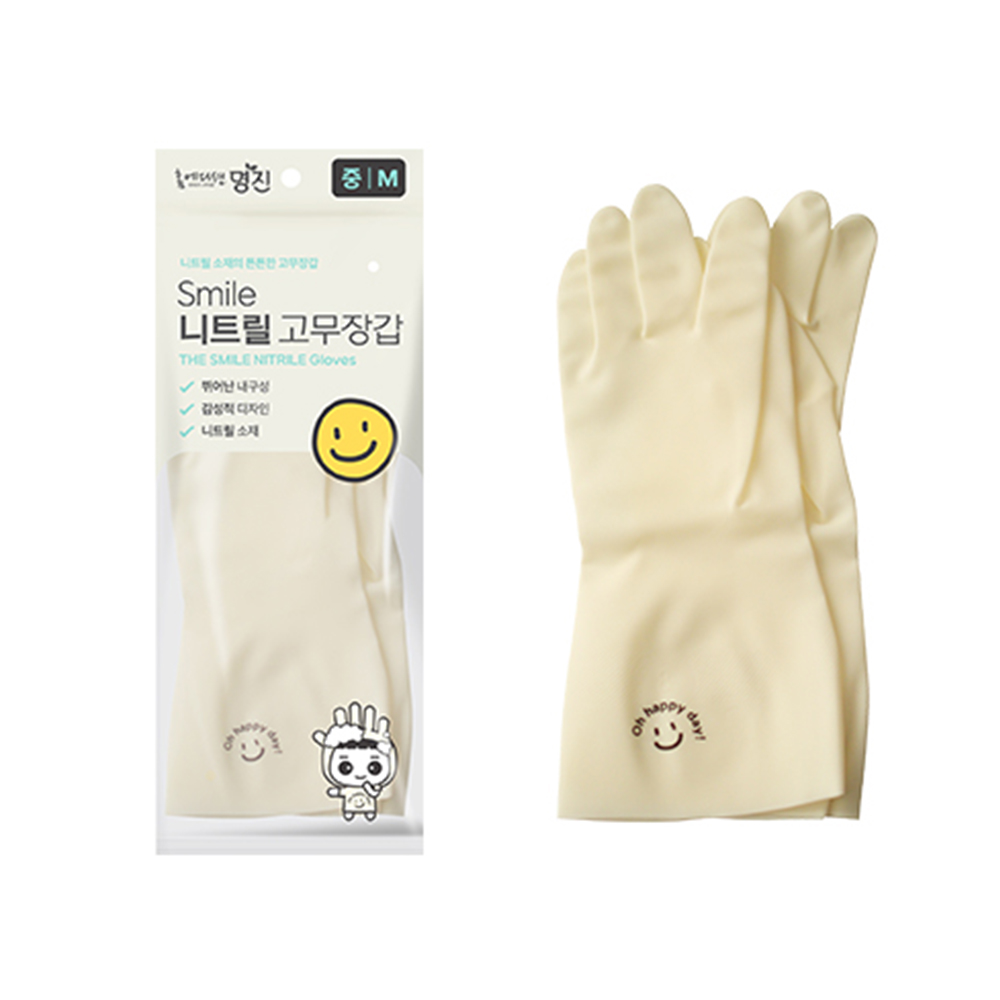 명진 스마일 100% 니트릴 고무장갑 / 요리장갑 설거지용 식품용, 아이보리, M, 5개 18,800원