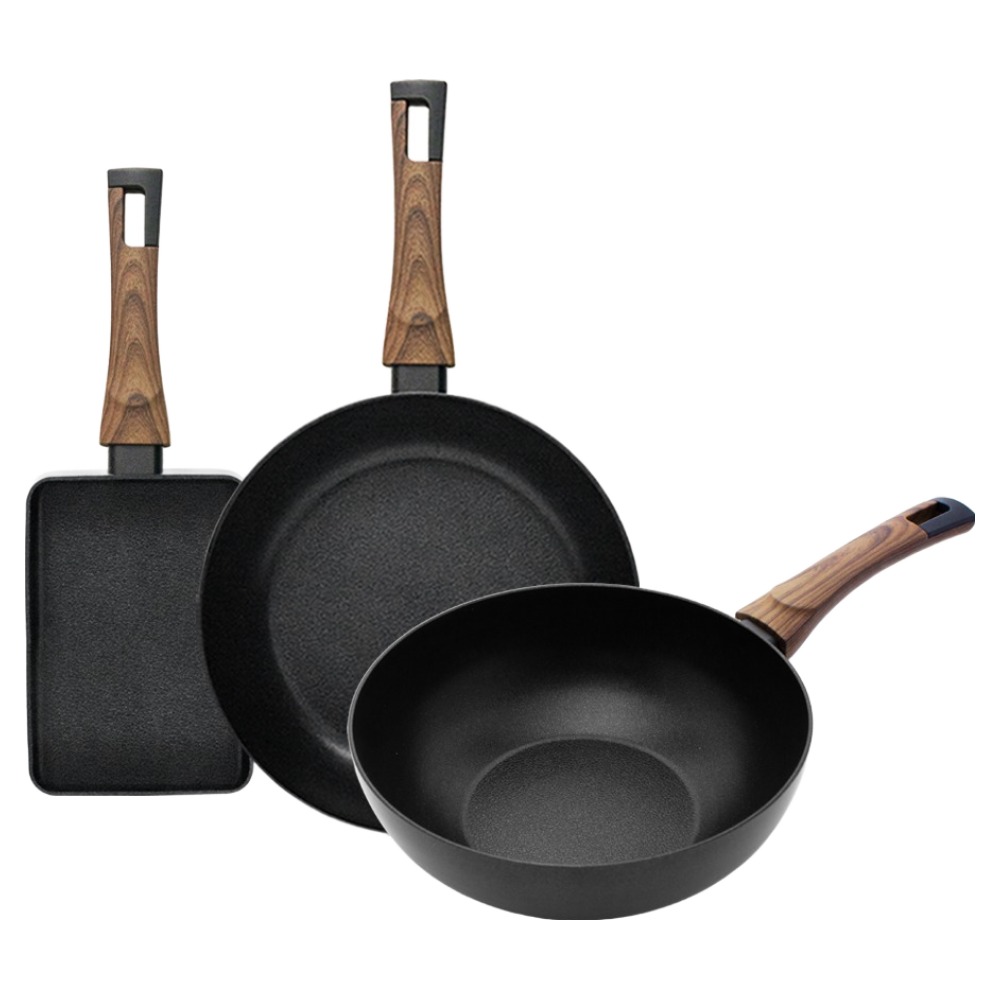 실바트 인덕션 까리노 IH 프라이팬 세트 3개, 블랙, 계란말이팬 18cm + 프라이팬 26cm + 궁중팬 26cm, 1세트 77,800원