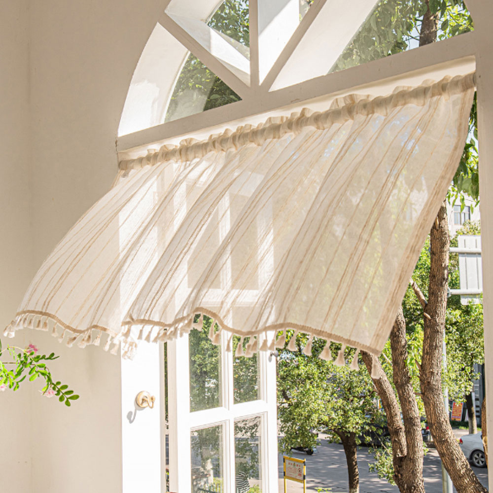 지앤와이 린넨 로프패턴 태슬 얇은 주방 바란스 커튼 13,080원