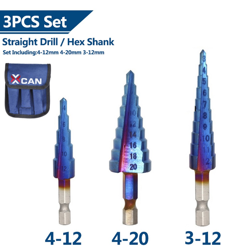XCAN 금속 드릴, 나노 블루 코팅 스텝 드릴 비트, 드릴링 도구, HSS 목재 홀 커터, 콘 4-32mm 20,800원