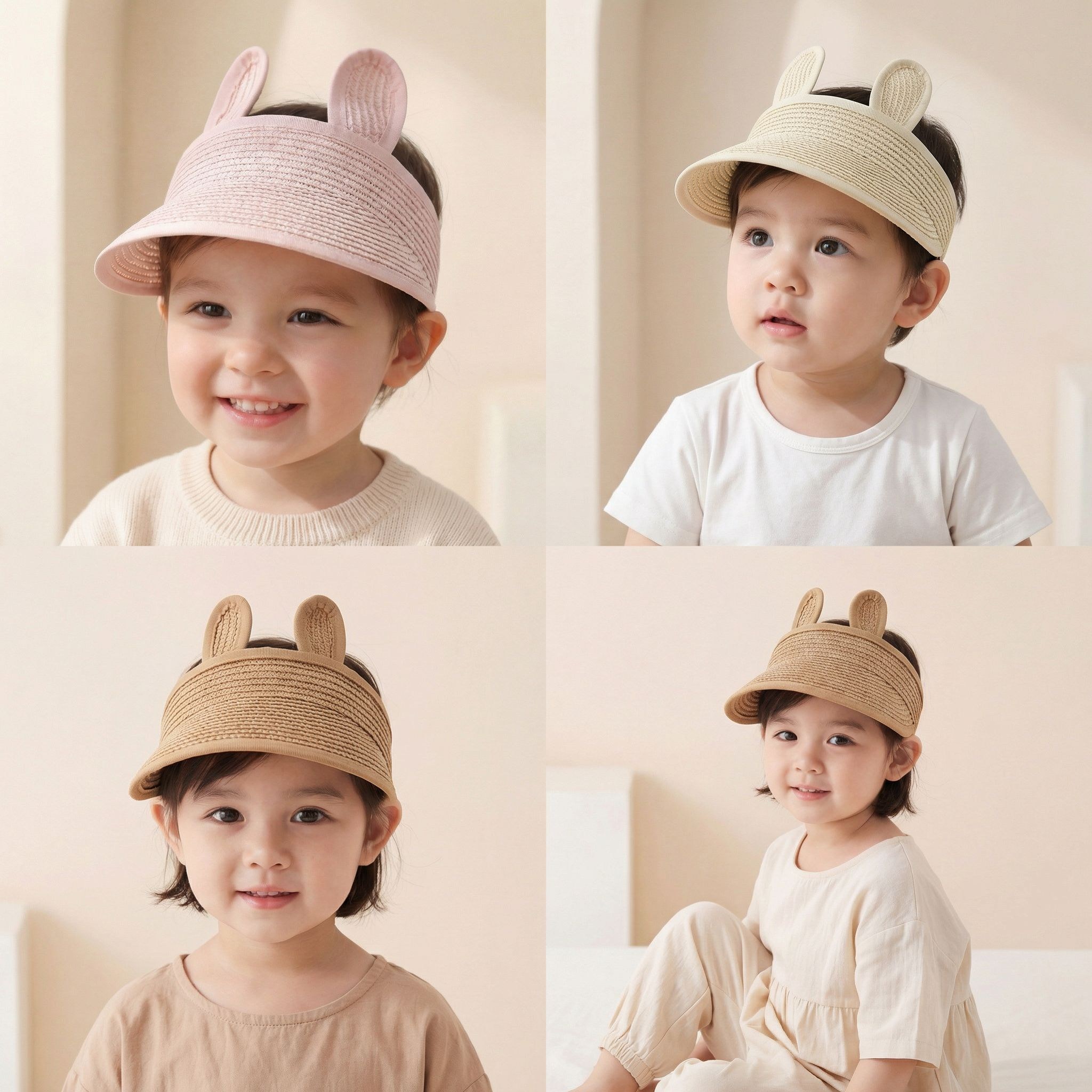 솜니움베베 아동 토끼 귀 밀짚 썬캡 키즈 여름 바이저 모자 9,900원