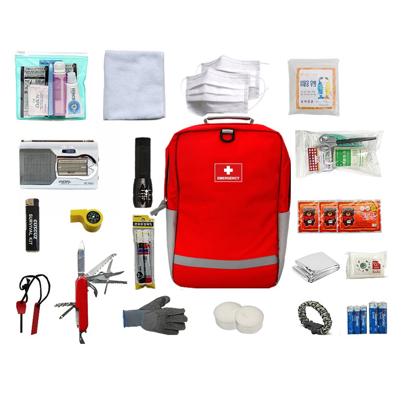재난배낭 생존가방 생존배낭 지진 재해 대비용품 A형 21종 비상 응급용품 학교 관공서 유치원 비상용품 재난가방 나침판 파이어스틱 멀티맥가이버툴 손전등 재난대비용품 재난용품 생존용품 76,000원