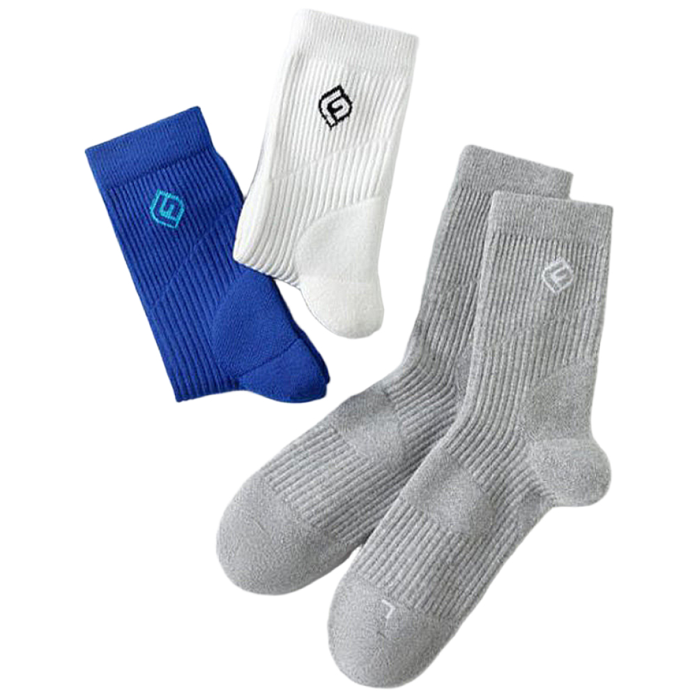[3켤레 /두꺼운 쿠션]ALIGNX 프리미엄 남성여성 장목 스포츠양말 족저근막 기능성양말, 화이트,그레이,블루, 1세트 8,000원