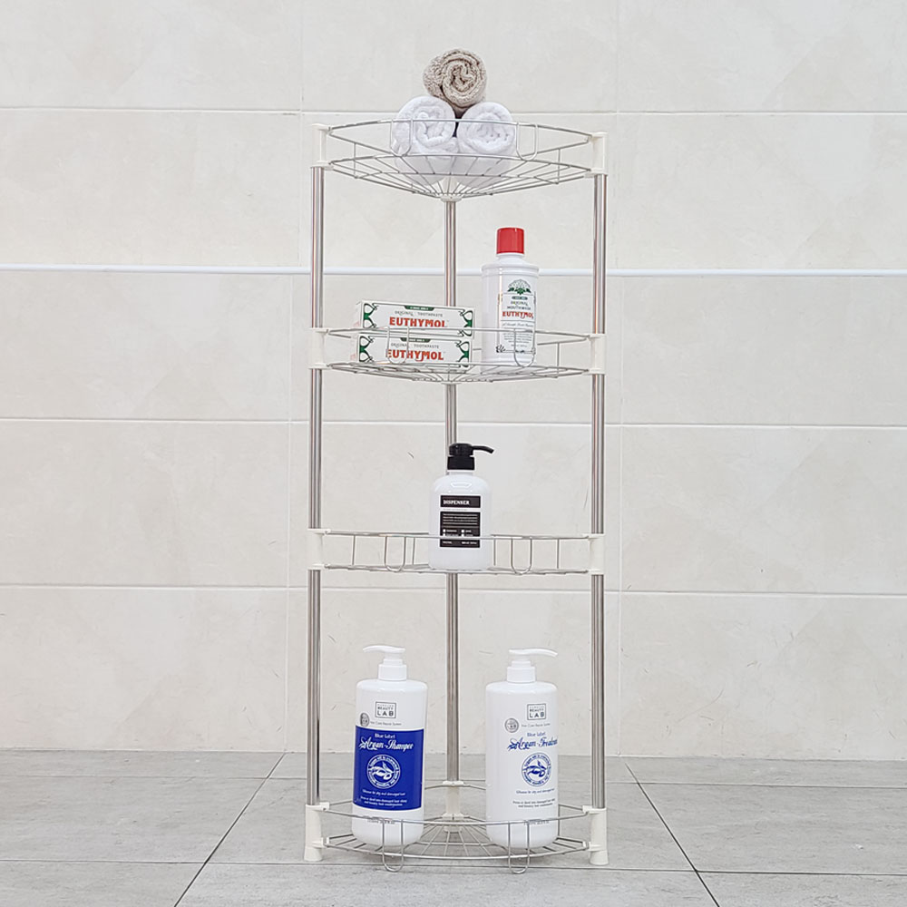 키다리 화장실 세탁실 스텐레스 욕실선반 코너형 4단, 혼합색상, 1개 25,770원