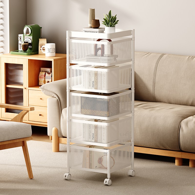 내일내꺼 이동식 트롤리 수납함 회전 철제 수납장, 화이트, 5단 41,790원