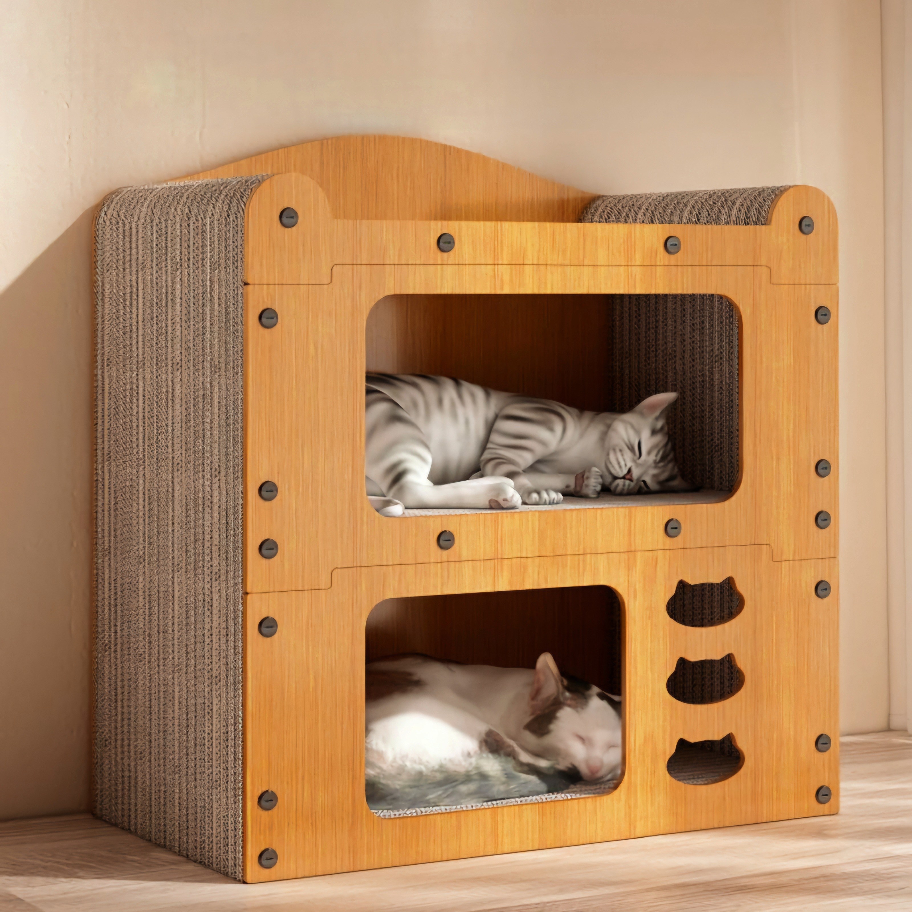 Anystar 고양이 숨숨집 하우스형 스크래쳐 박스, 1개, 원색 31,900원