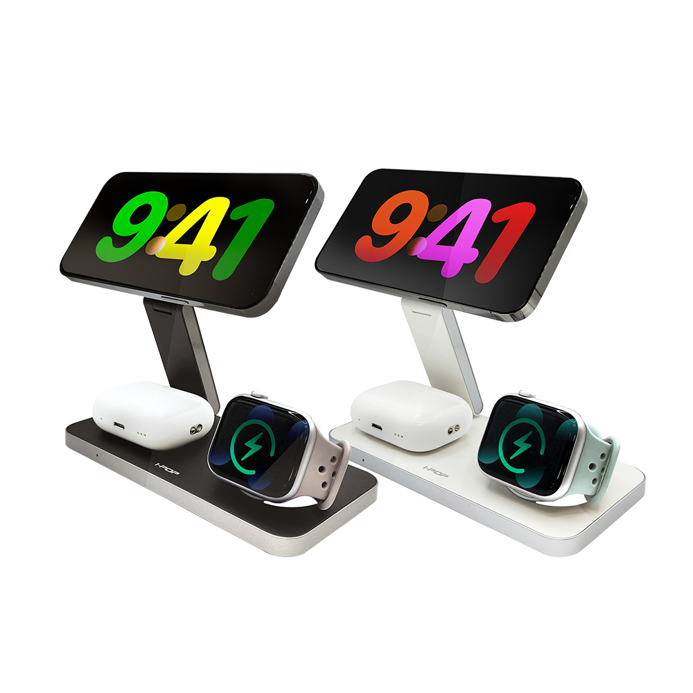 아이팝 폴드 3in1 Qi2 맥세이프 마그네틱 무선 고속 충전기 아이폰 갤럭시 애플워치 아이팟 버즈 동시 충전, 화이트 35,900원