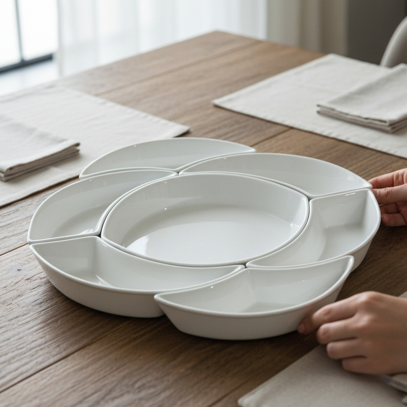 라크(RAK) 포셀린 호텔웨어 칩앤딥 쉐어링 파티 플래터 7P 세트(분리형), 1개 119,000원