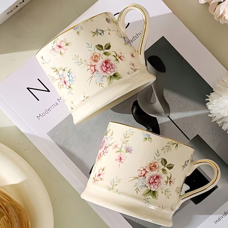 MAKABORO 유럽식 예쁜 플라워 세라믹 머크잔 홈카페 머크컵 선물용 집들이 선물 13,800원