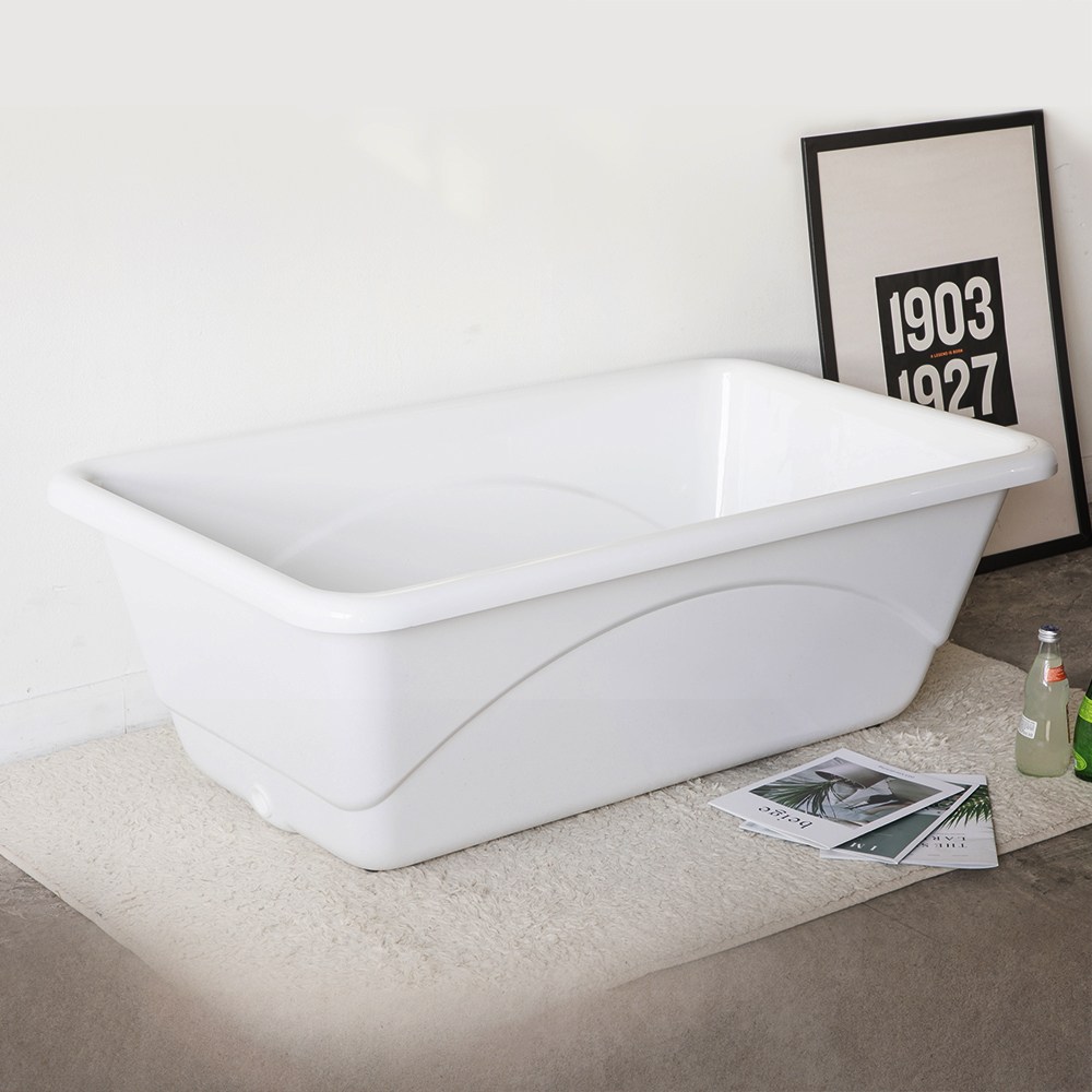 [욕조전문/국내산] 퍼스파 1인용 아크릴 이동식욕조 1400 1500 대형 전신욕조 간이욕조 6kg 측면배수, 화이트, 1개 174,000원