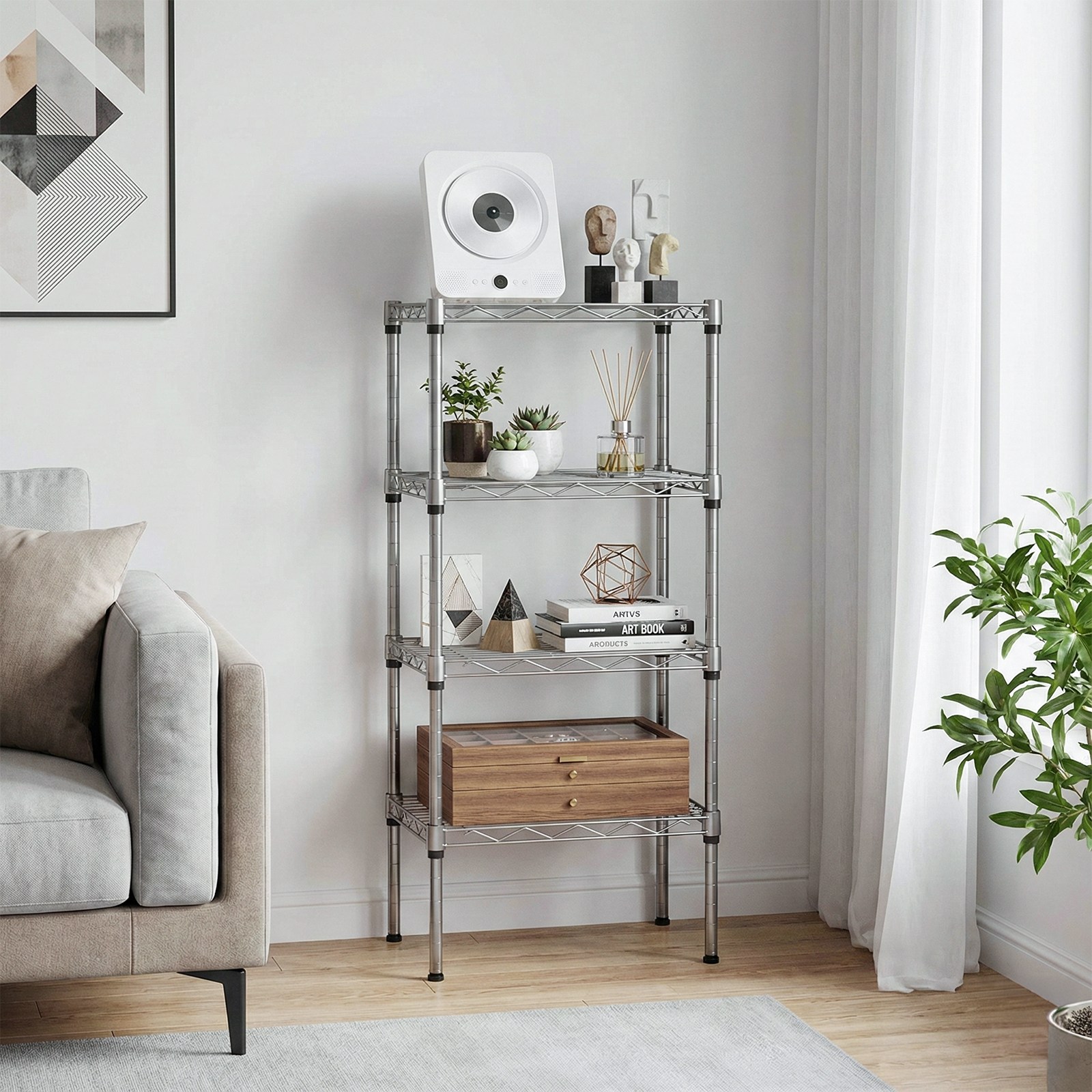 HOMESHOP 튼튼한 다용도 미니 메탈 선반 틈새 수납 메탈랙 거실 주방 욕실 4 단, 350 x 250 x 800 mm 21,990원