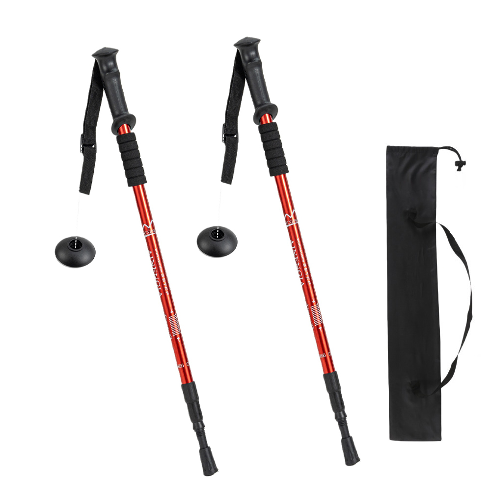 YUMII 초경량 접이식 등산스틱 2개 세트 아웃도어 케이스 포함, 1세트, 레드 19,900원