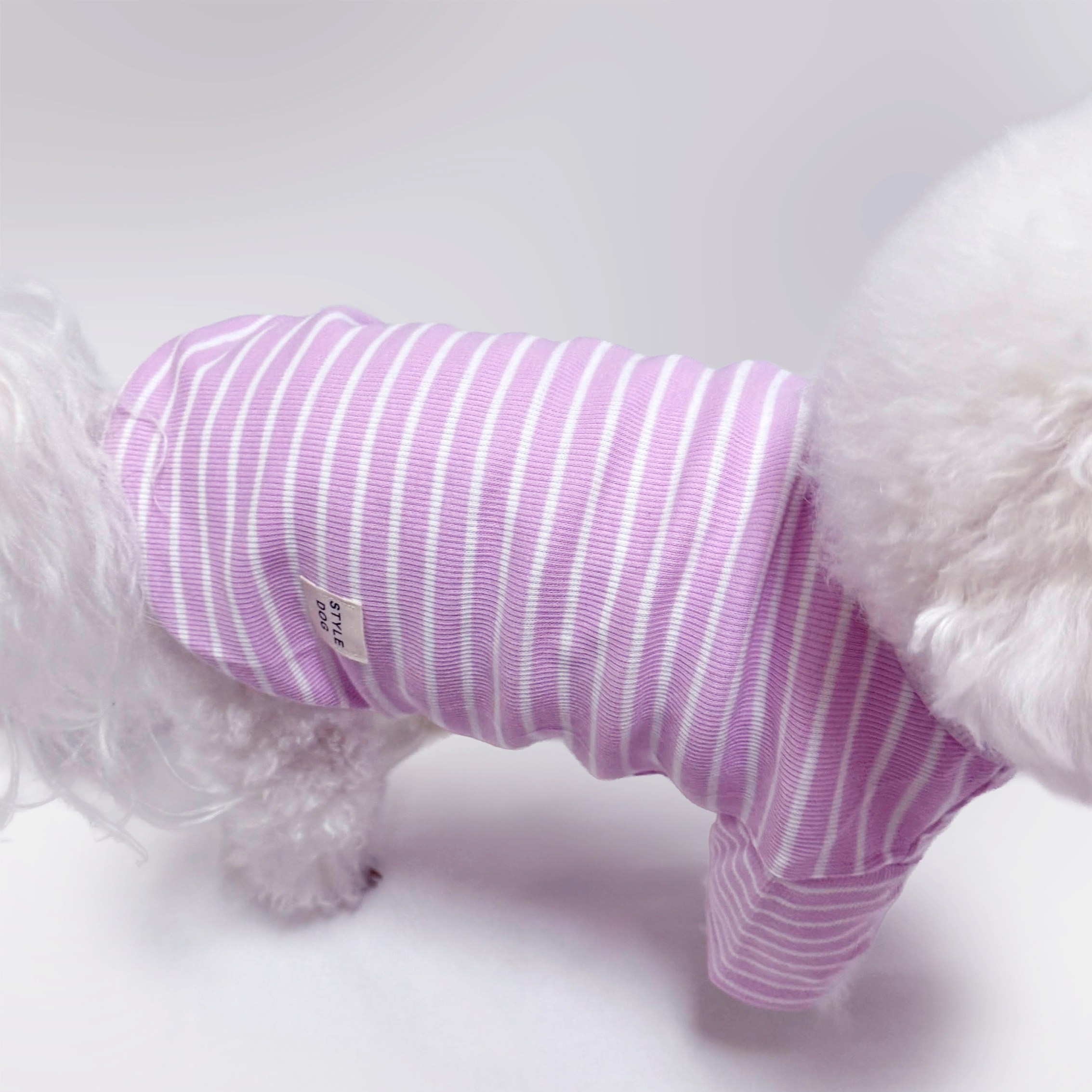 스타일독 컬러풀 골지 스트라이프 라운드 티셔츠 단가라 강아지옷, 1개, 연보라 15,600원