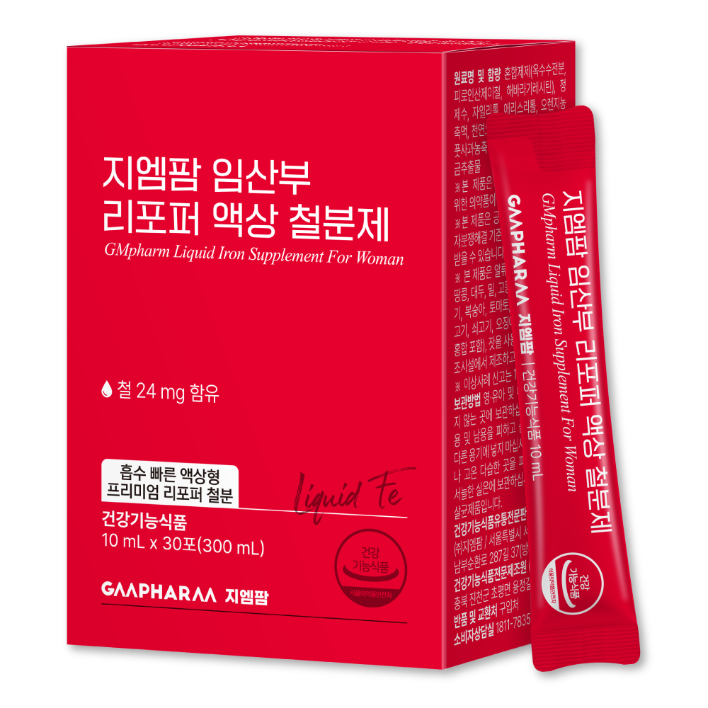 지엠팜 임산부 리포퍼 액상 철분제 24mg 맛있는 철분 비헴철 영양제, 4개, 30회분 104,000원
