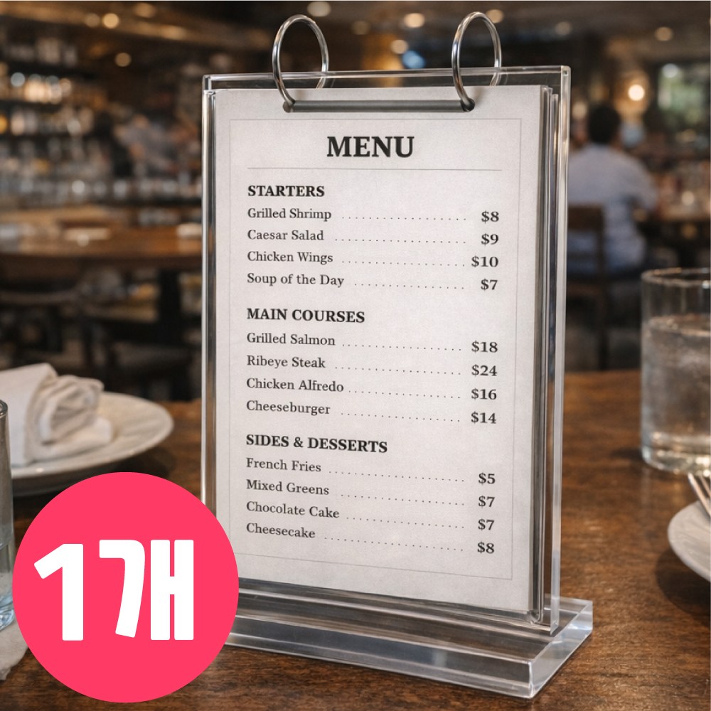 마벨인홈 링바인더 카페 메뉴판 아크릴 스탠드 안내판 10,900원