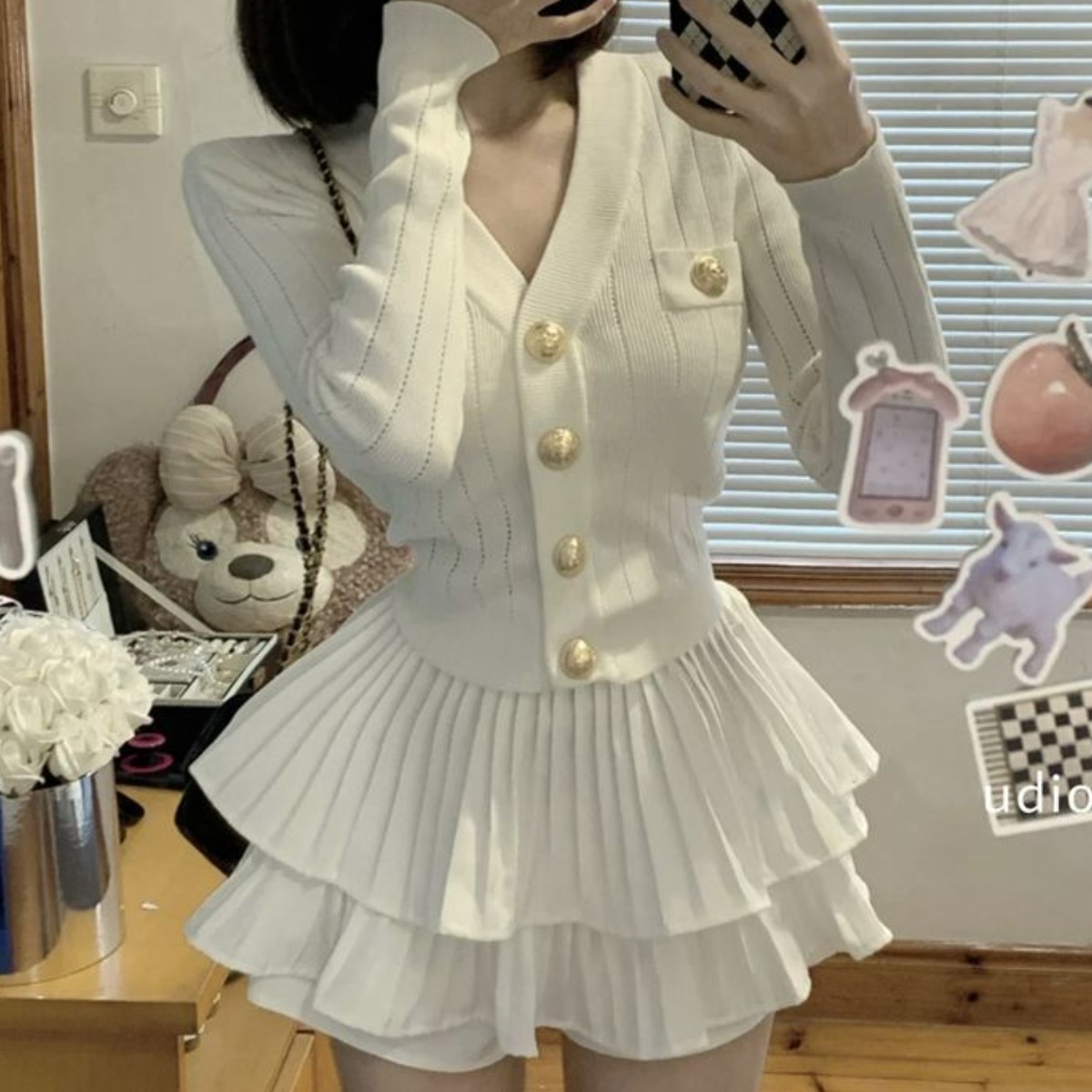 세트 여성용 니트 카디건 코트 가을 푹신한 스커트 투피스 세트 40,470원