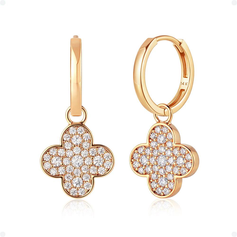 쥬넬 [선물포장] 14K 올라운더 클로버 파베 팬던트 금 드롭 원터치 링 귀걸이 가정의달 어린이날 어버이날 생일 선물 264,900원