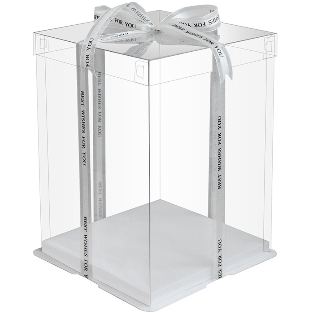 DD 사각 투명케이크상자 플라워포장 디저트케이스 1호,2호,3호 (받침대+리본포함), 2개, 투명뚜껑 16,800원