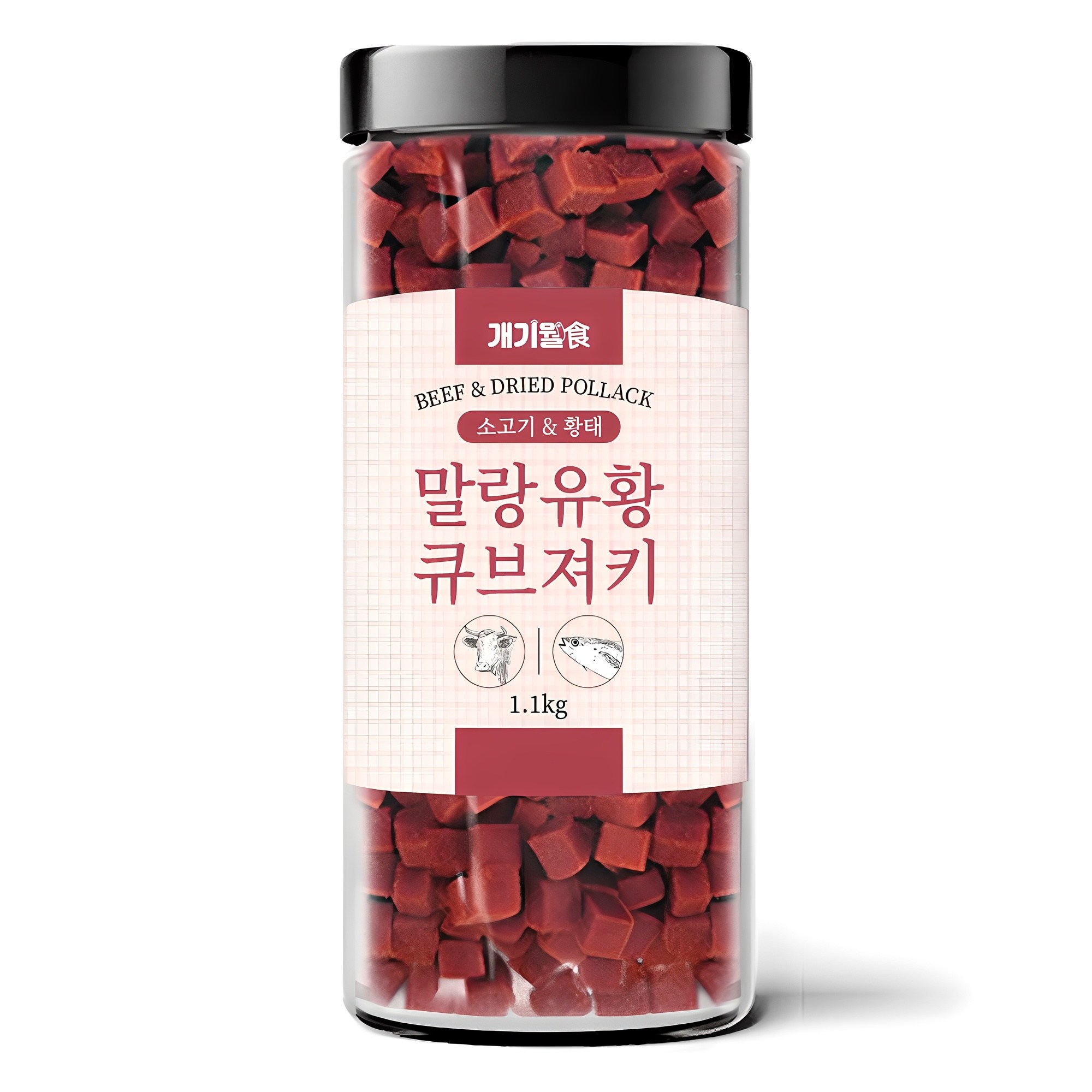 개기월식 말랑 유황 큐브 져키 강아지간식, 혼합맛(소고기/황태), 1.1kg, 1개 13,990원