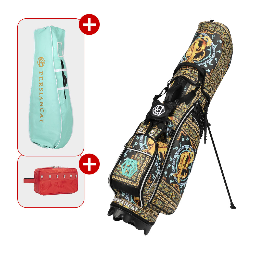 [페르시안캣 공식몰]PER 026 르네상스 스탠드백 골프백 캐디백 블랙 (투명후드커버포함), 블랙 720,000원