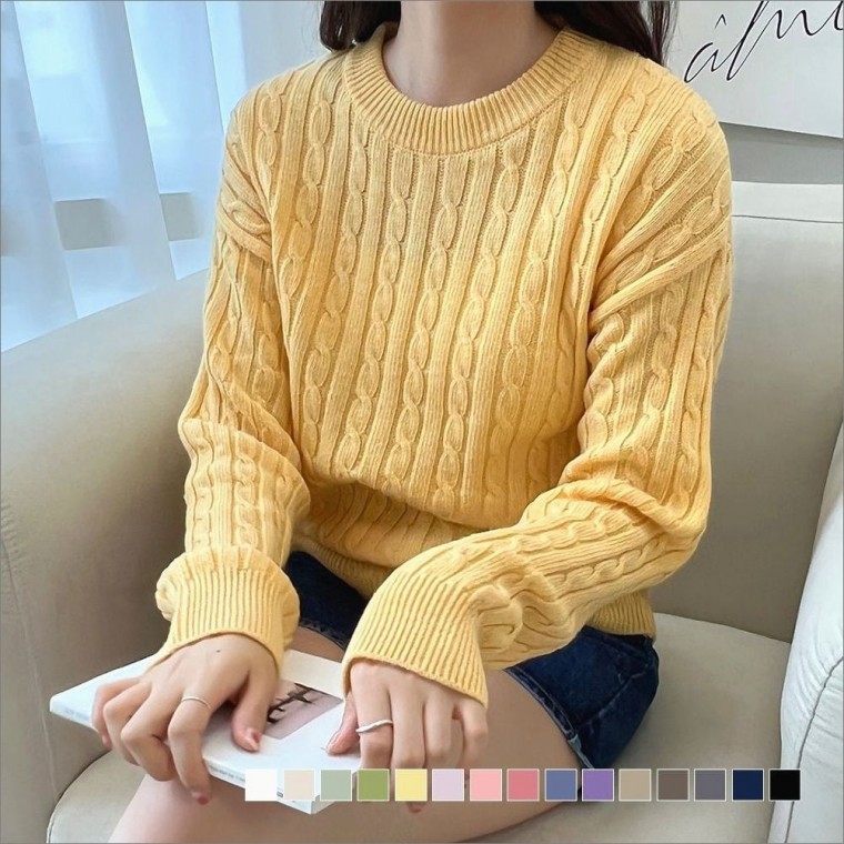스웨터 소프트 데일리 겨울 꽈배기니트 라운드넥 여자 41,370원