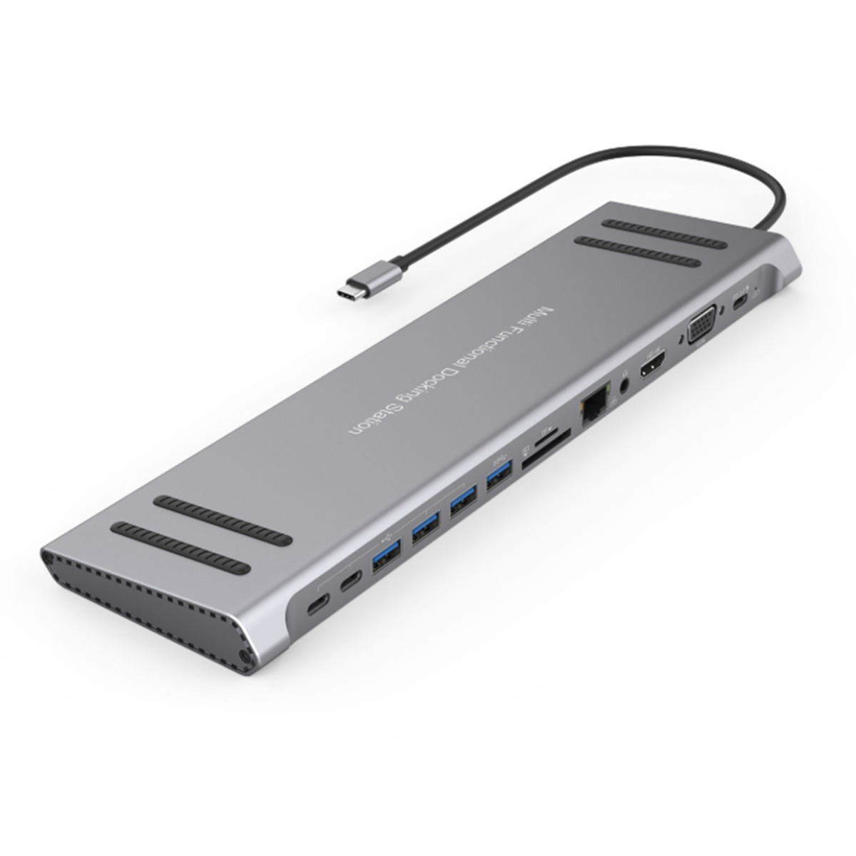 큐앤씨 10포트 ,11포트 12포트 13포트 노트북 스탠드형 USB ,VGA, AUX,HDMI,PD100W, C타입 멀티 허브, 13in1, 1개 62,510원