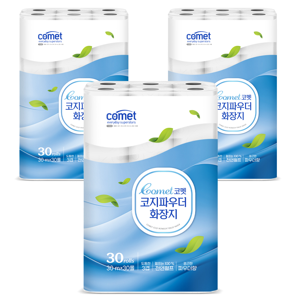 코멧 코지 파우더 도톰한 3겹 화장지 30m, 현재가 32,990원