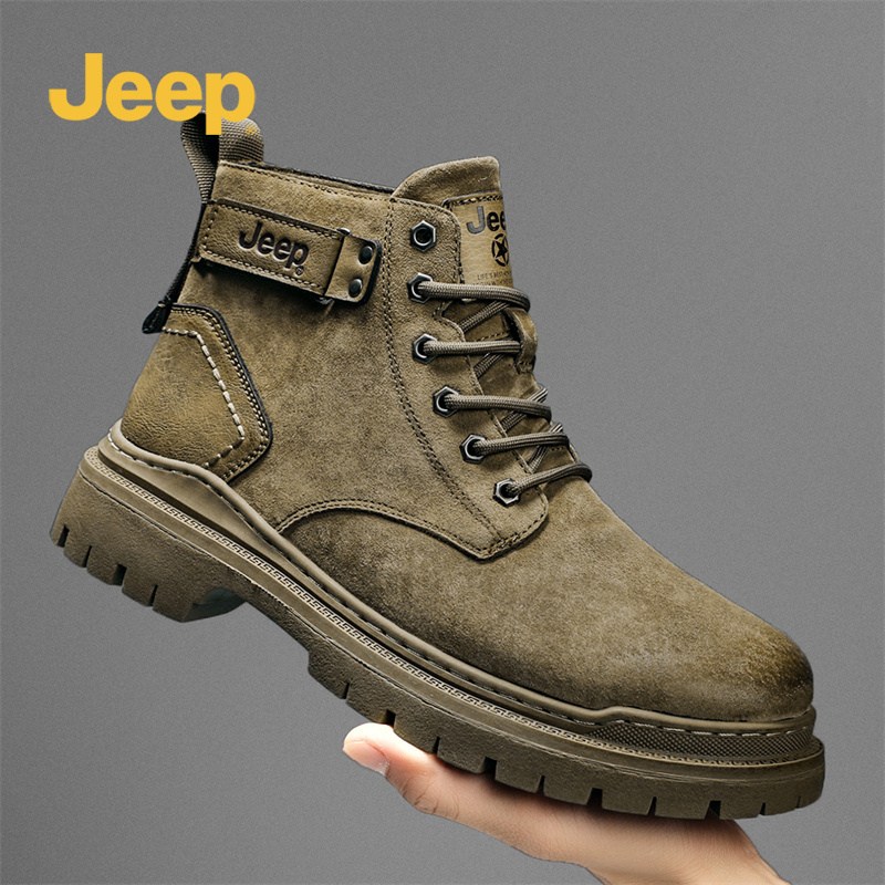 JEEP 마틴 부츠 남성용 정품 가죽 영국 미드 탑 신발 봄, 가을 남성용 야외 캐주얼 숏 부츠 143,600원