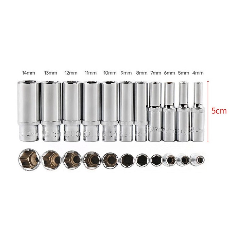 1/4 소켓 세트 어댑터 롱 딥 도구 헤드, 토크 스패너 래칫 렌치, 고품질, 11 개, 4-14mm 22,600원