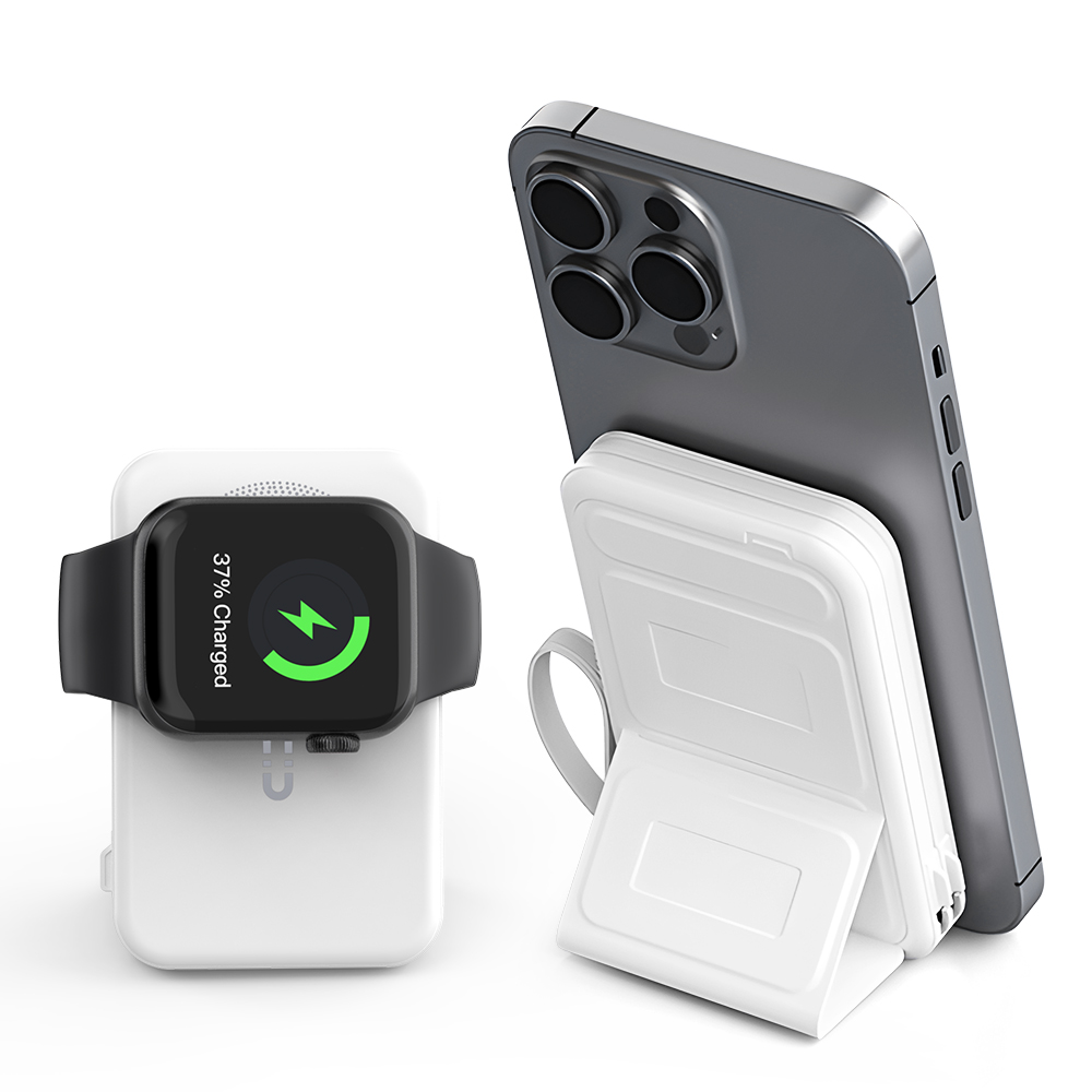 맥세이프 보조배터리 무선 고속충전 4in1 거치대 분리형 케이블 일체형 PD22.5W 초경량 10000mAh, 화이트 44,500원