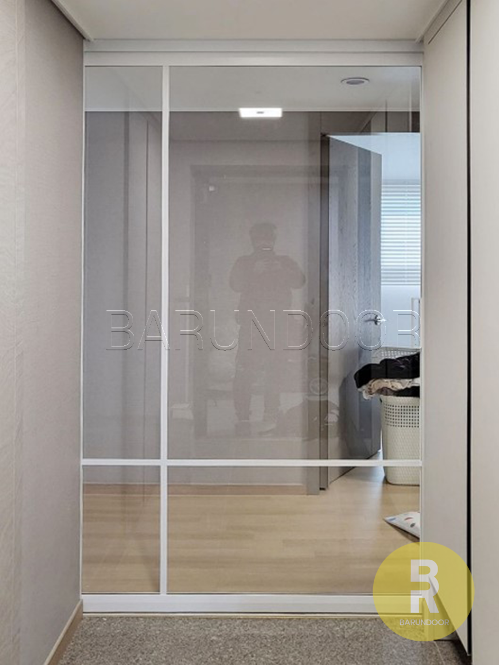 10번 원슬라이딩중문 띠분할형 화이트 투명강화유리 // 현관중문,시공비포함,소음차단,반려견안전,맞춤제작,아파트빌라중문, 1개 1,190,000원