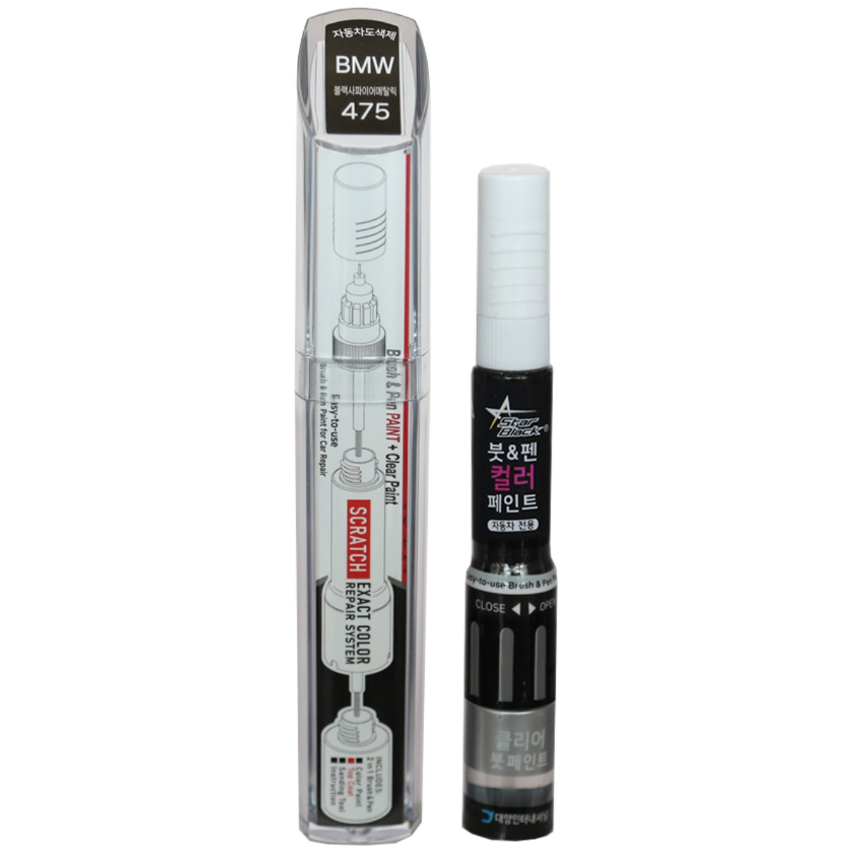 스타블랙 BMW 붓펜 페인트 자동차 도색용 475 블랙사파이어메탈릭, 475 블랙사파이어메탈릭+투명코팅제, 1개 29,200원