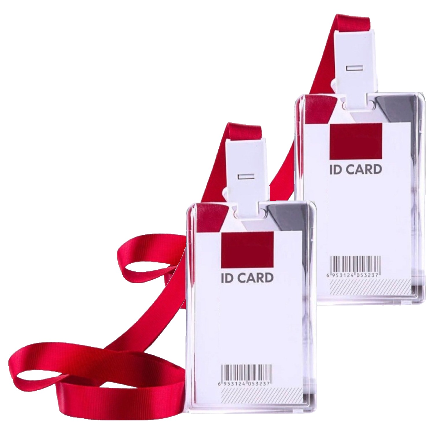 제이제이 사원증 신분증 아크릴 케이스 목걸이줄 세로형, 레드, 2개 5,700원