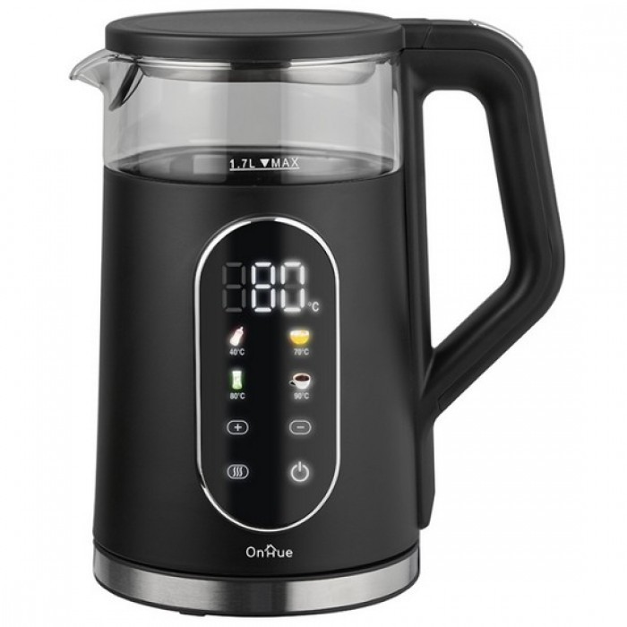 디스플레이 전기주전자 1.7L 보온 포트 2중레이어 내열유리 온도맞춤 블랙, 단일상품 69,000원