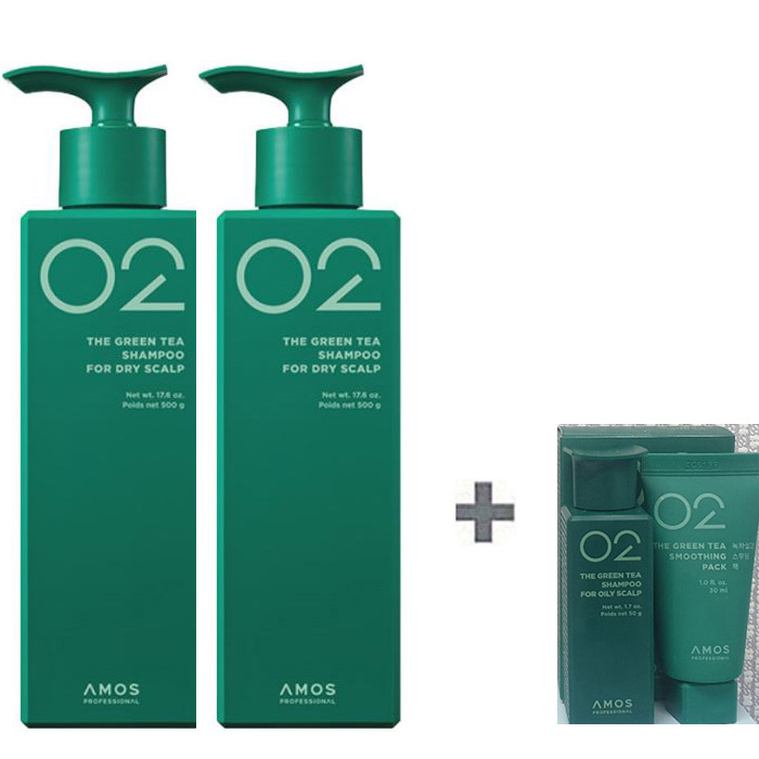 NEW 아모스 녹차실감 샴푸 중건성 두피용 500g x2개(1000g) +시그니처 키트(지성 두피용 50g+스무딩 팩 30m) 증정 75,900원
