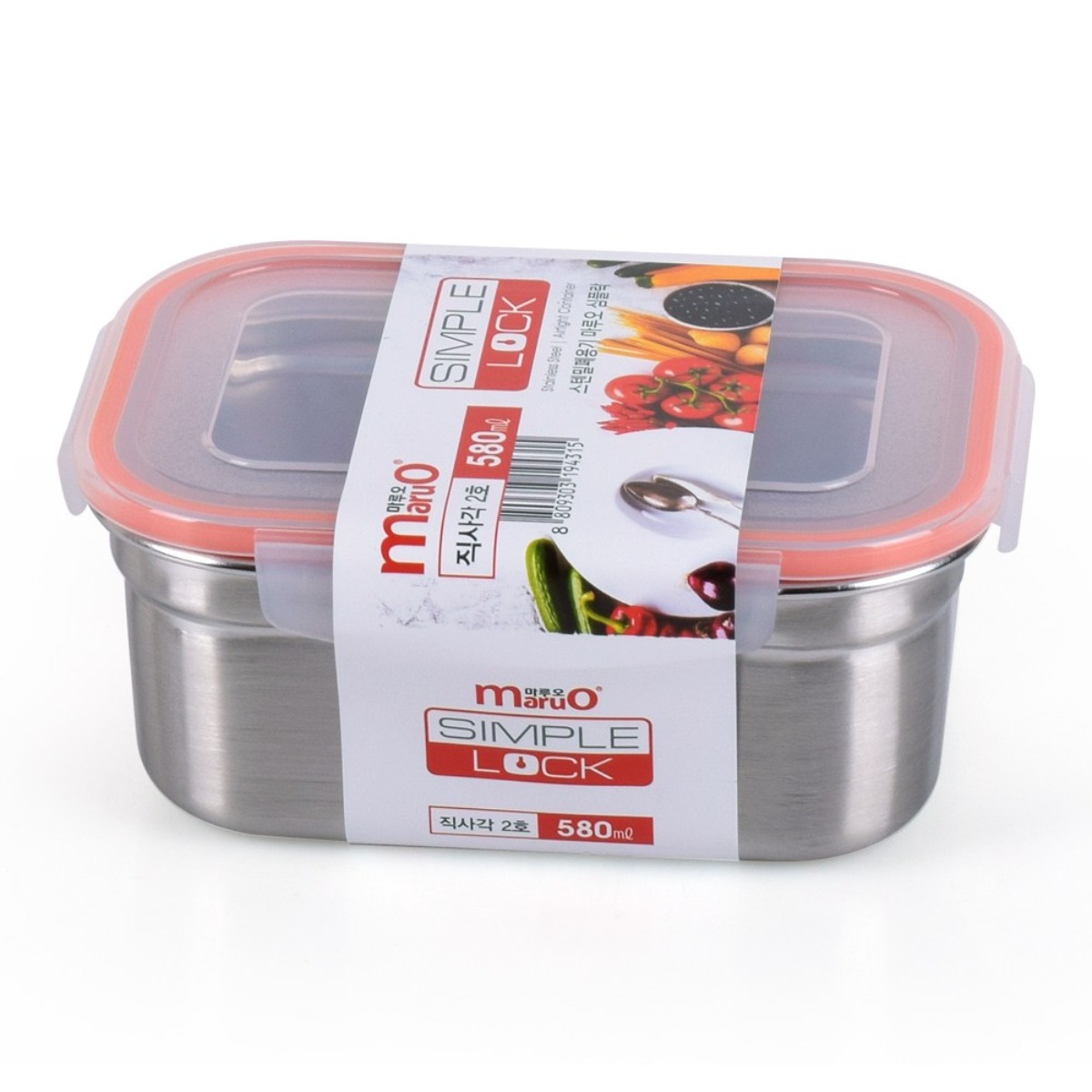 마루오 심플락 국산 스테인리스 밀폐용기 직사각 2호 580ml 20,900원