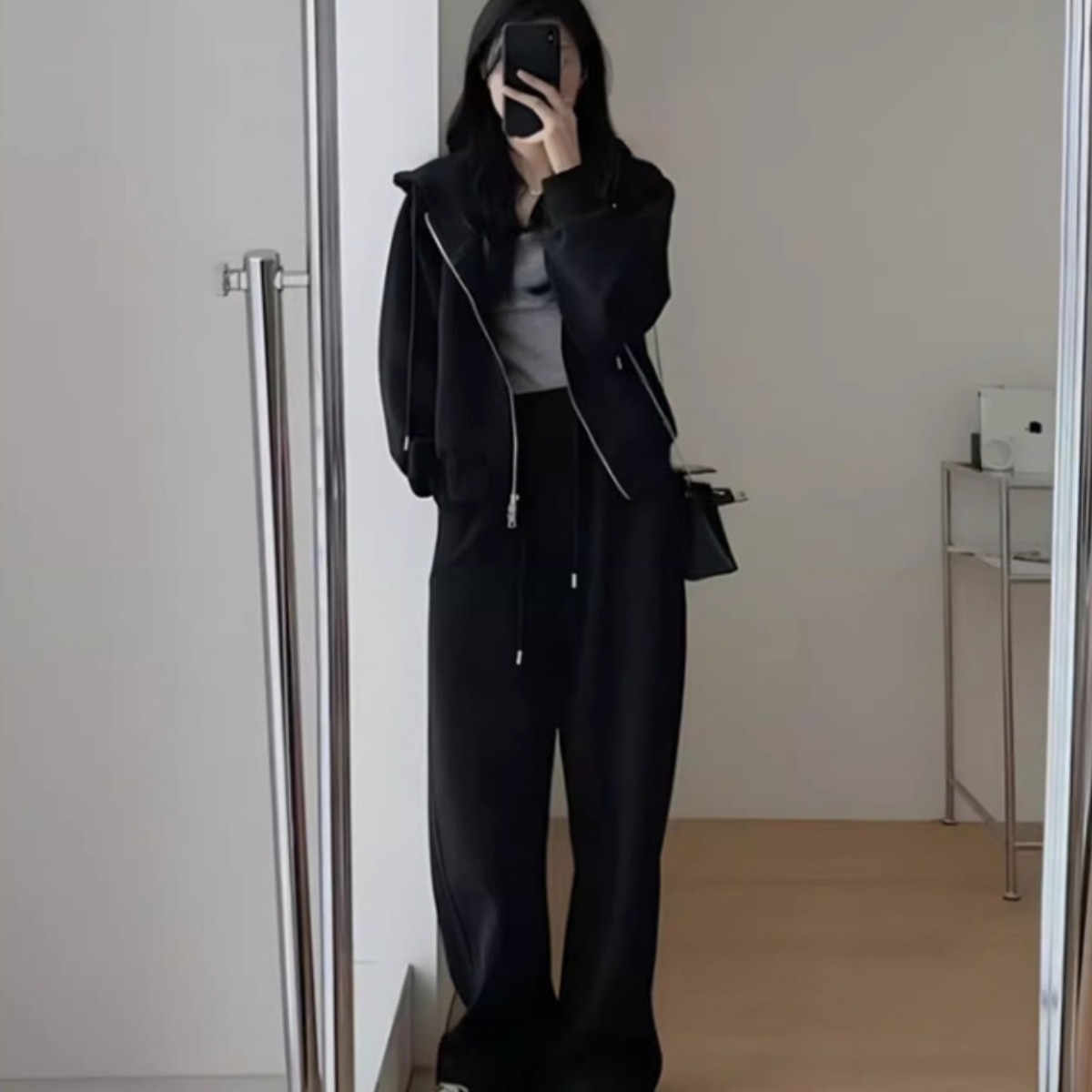 여성 봄가을 맨투맨 세트 후드 와이드 팬츠 트레이닝 캐주얼 투피스 트레이닝 상하의 세트 츄리닝세트 36,800원