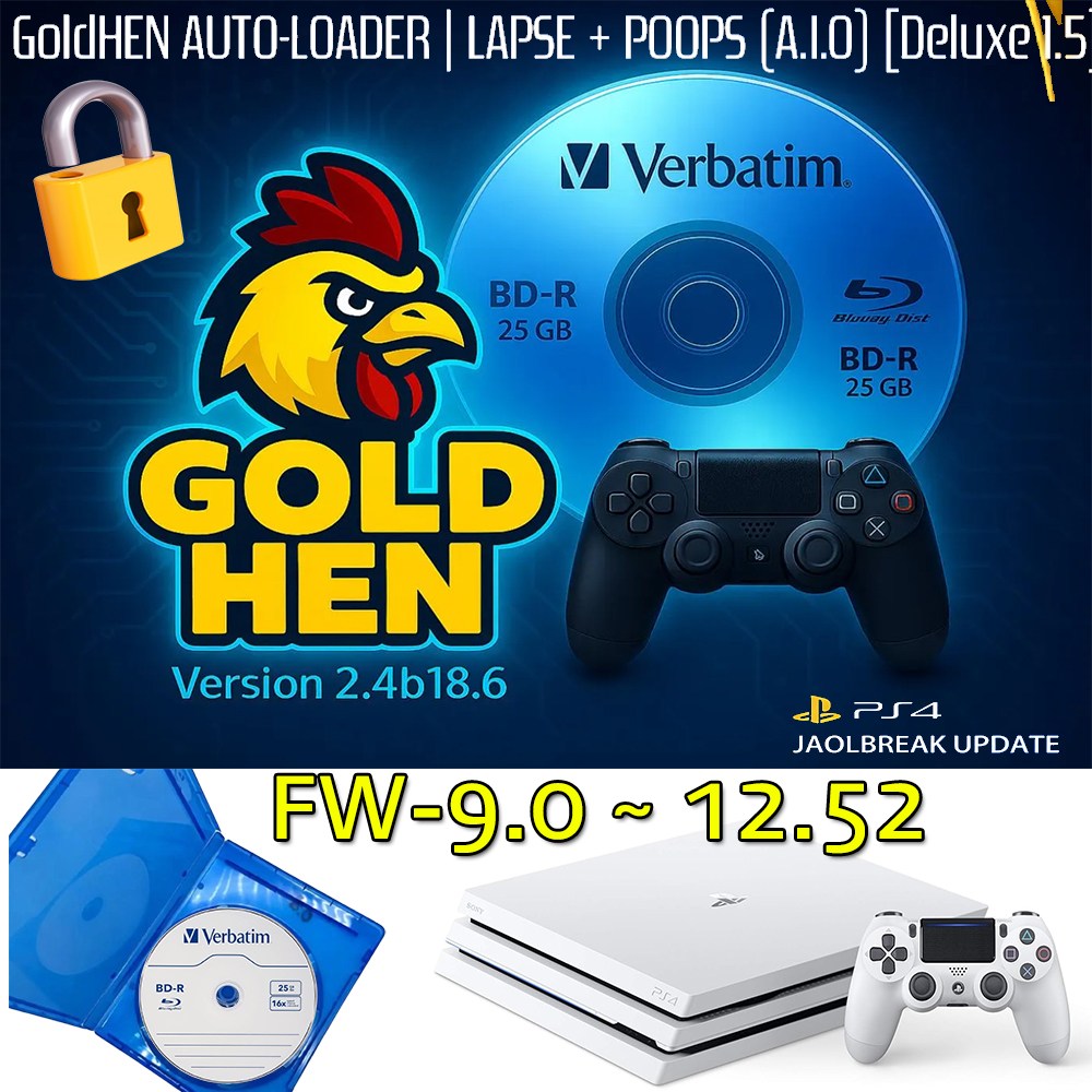 PS4 탈옥용 골드헨 블루레이 디스크-올인원 버바팀-BD-R 25GB (FW 9.0-12.52) GoldHEN_AUTO-LOADER_Deluxe_1.5 홈브류 페이로드 10,000원