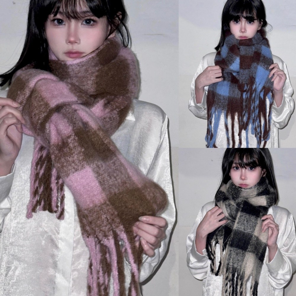 러비더빈 남녀공용 체크목도리 3color 오버사이즈 겨울머플러 12,910원