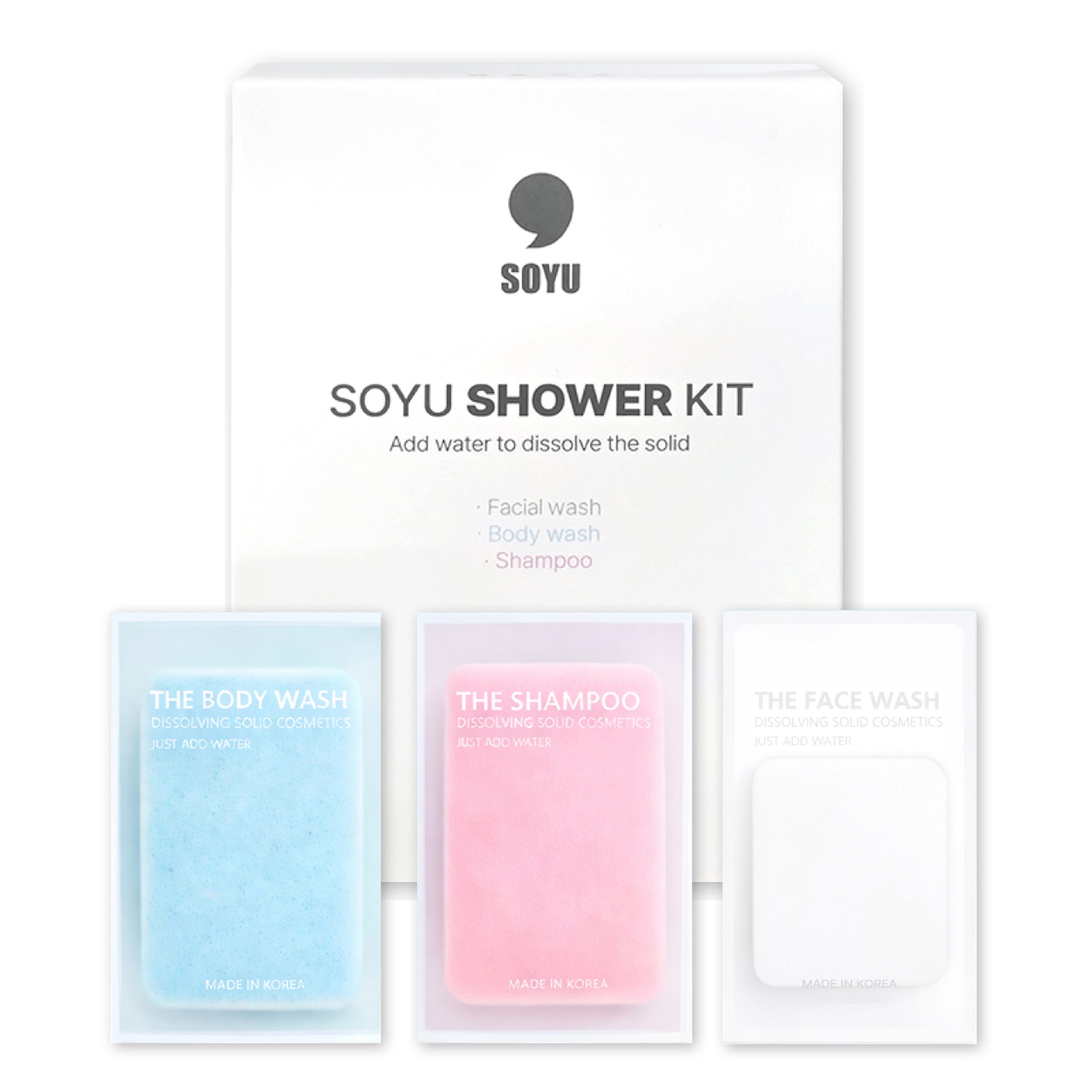 소유 여행용 샤워키트 3종 (바디워시,샴푸,클렌징폼), 10세트 15,000원